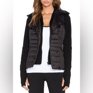 Blanc Noir 3-in-1 Packable Moto Jacket in Black Satin and Black Size Small